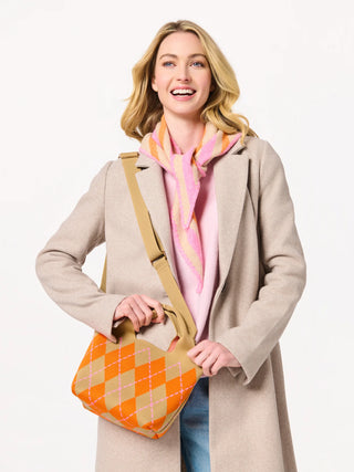 Tan / Pink / Orange Small Triangle Scarf