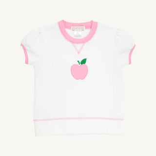 The Beaufort Bonnet Company -SS Cassidy Crewneck - White w/ Pink Apples - J.A. Whitney