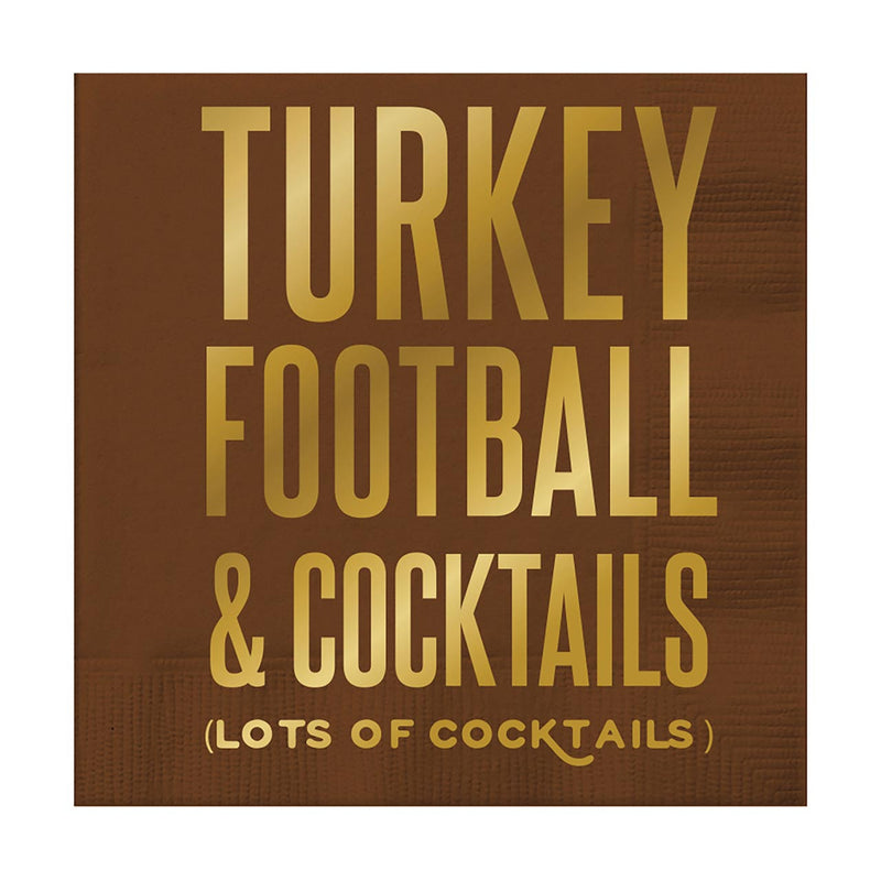 Turkey, Football & Cocktails Foil Cocktail Napkins