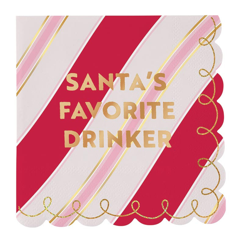 Santa's Favorite Drinker Foil Scallop Napkins