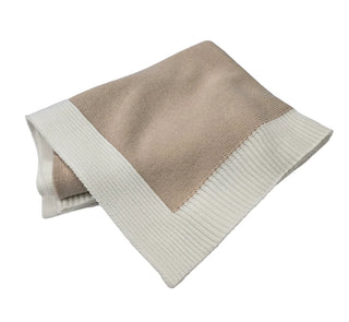 Oatmeal / Cream Border Jersey Knit Blanket - Personalization Included - J.A. Whitney
