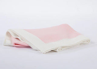 Pink / Cream Border Jersey Knit Blanket - Personalization Included - J.A. Whitney