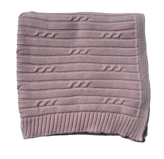 Pink Petite Cable / Rib Blanket - Personalization Included - J.A. Whitney