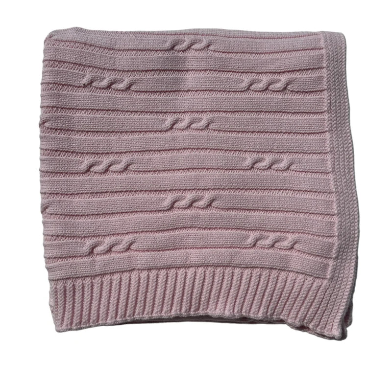 Pink Petite Cable / Rib Blanket - Personalization Included