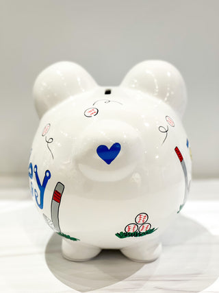 Hand-Painted Personalized Piggy Bank - Sports