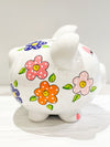 Hand-Painted Personalized Piggy Bank - Spring Flowers