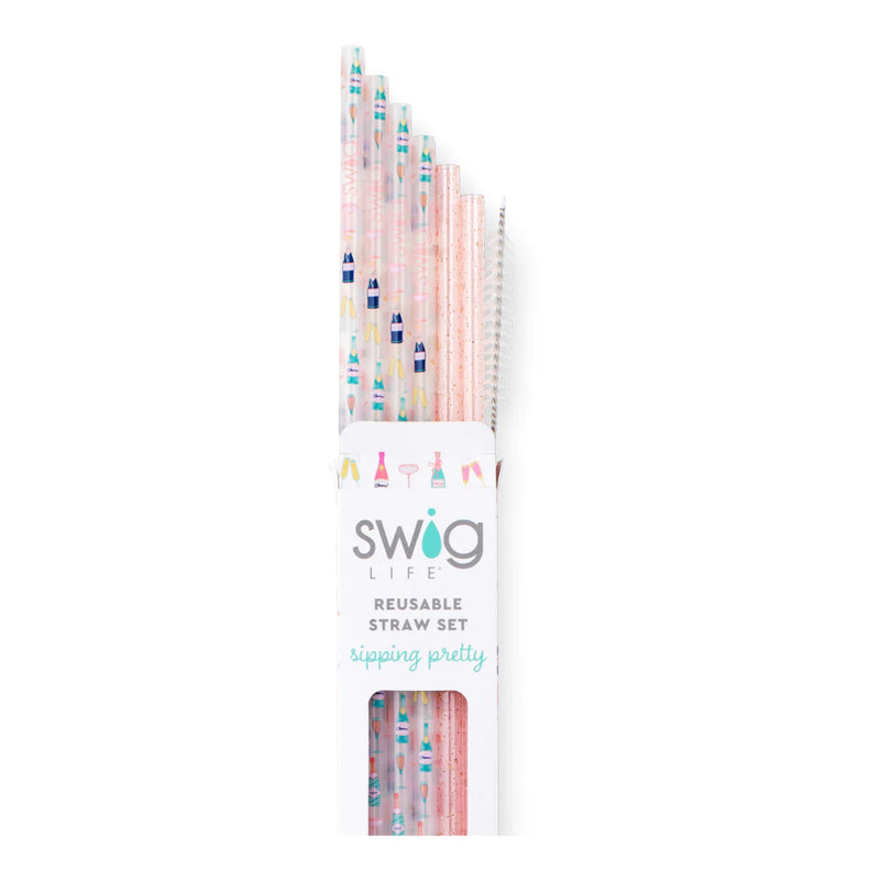 Pop Fizz + Pink Glitter Reusable Straw Set