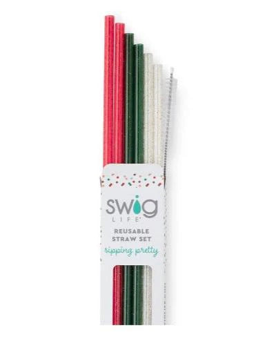 Christmas Glitter Reusable Straw Set