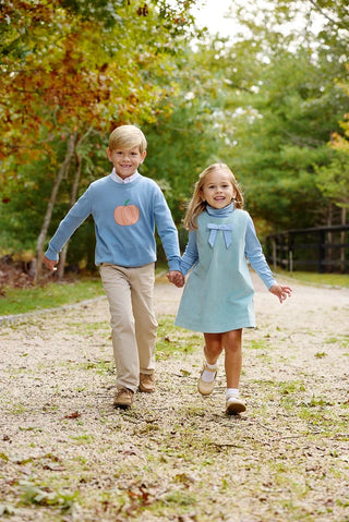 The Beaufort Bonnet Company - Isaac's Intarsia Sweater - Blue w/ Pumpkin