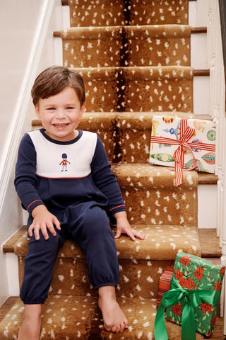 The Beaufort Bonnet Company - Bradford Romper - Navy w/ Nutcracker