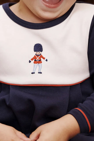 The Beaufort Bonnet Company - Bradford Romper - Navy w/ Nutcracker
