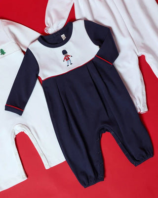 The Beaufort Bonnet Company - Bradford Romper - Navy w/ Nutcracker