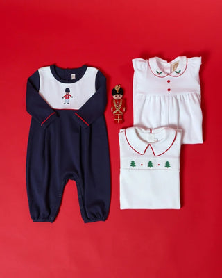 The Beaufort Bonnet Company - Bradford Romper - Navy w/ Nutcracker