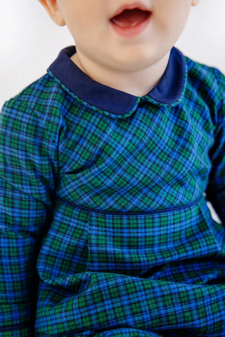 The Beaufort Bonnet Company - Flannel LS Bradford Romper - Woodlake Point Plaid