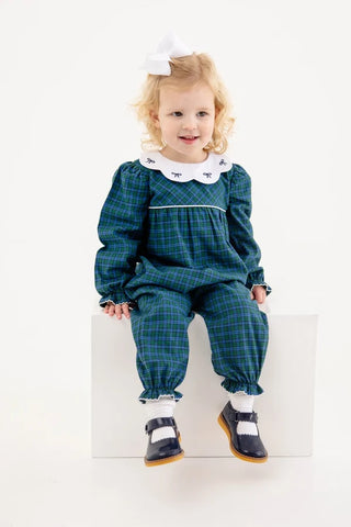 The Beaufort Bonnet Company - Flannel LS Britt Romper - Woodlake Point Plaid