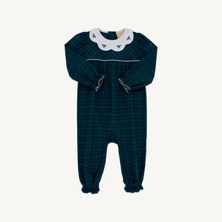 The Beaufort Bonnet Company - Flannel LS Britt Romper - Woodlake Point Plaid