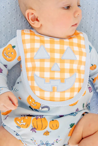 The Beaufort Bonnet Company - Burp Me Bib - Sherbet / Blue Jack-o-Lantern