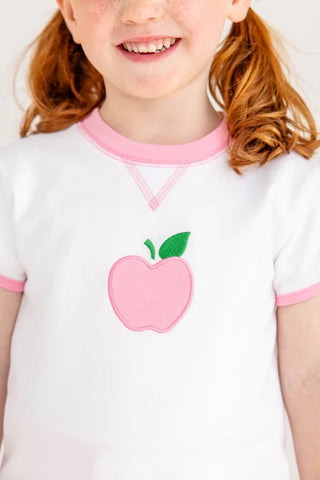The Beaufort Bonnet Company -SS Cassidy Crewneck - White w/ Pink Apples - J.A. Whitney
