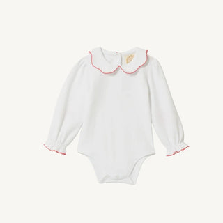 The Beaufort Bonnet Company - Emma's Elbow Patch Onesie - Red Flower