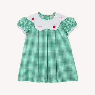 The Beaufort Bonnet Company - Frenchy Frock - Green Gingham w/ Apple & Bow Embroidery - J.A. Whitney