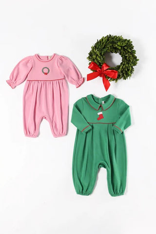 The Beaufort Bonnet Company - Bradford Romper - Kelly Green w/ Stocking - J.A. Whitney