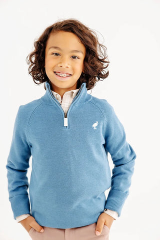 The Beaufort Bonnet Company - Hayden Half Zip Sweater - Barnsley Blue