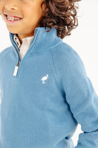 The Beaufort Bonnet Company - Hayden Half Zip Sweater - Barnsley Blue