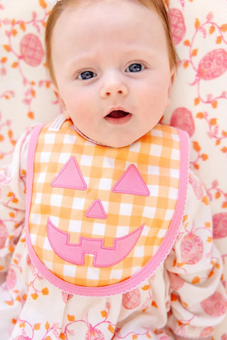 The Beaufort Bonnet Company - Burp Me Bib - Sherbet / Hot Pink Jack-o-Lantern