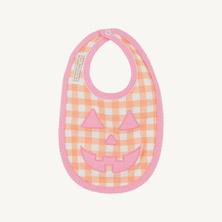 The Beaufort Bonnet Company - Burp Me Bib - Sherbet / Hot Pink Jack-o-Lantern