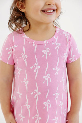 The Beaufort Bonnet Company - SS Poly Play Dress - Pink Bell Court Bows - J.A. Whitney