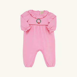 The Beaufort Bonnet Company - Ramona Ruffle Romper - Hot pink w/ Wreath