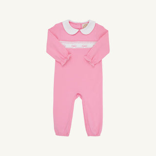 The Beaufort Bonnet Company - Rigsby Romper - Pink w/ Bow Smocking