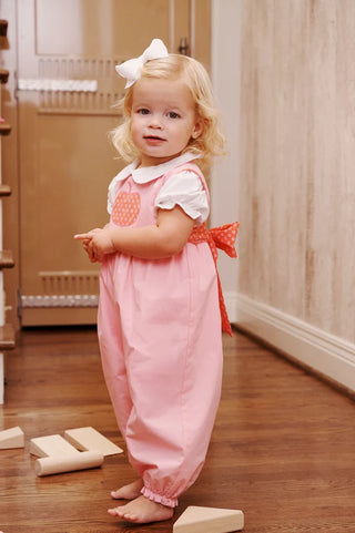 The Beaufort Bonnet Company - Rebecca Romper - Pink w/ Floral Pumpkin