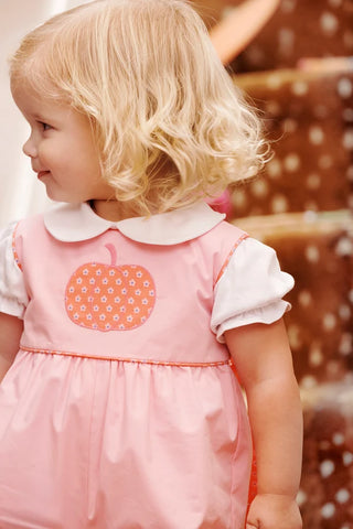 The Beaufort Bonnet Company - Rebecca Romper - Pink w/ Floral Pumpkin