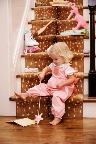 The Beaufort Bonnet Company - Rebecca Romper - Pink w/ Floral Pumpkin
