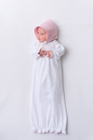 The Beaufort Bonnet Company - Sweetly Smocked Greeting Gown - Palm Beach Pink