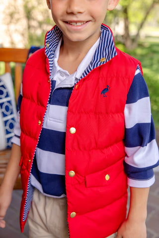 The Beaufort Bonnet Company - Vaughn Vest - Richmond Red w/ Navy Stripe