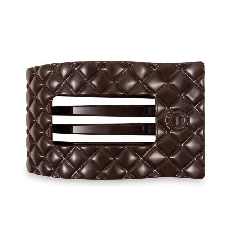 Truly Taupe Quilted Large Flat Rectangle Hair Clip