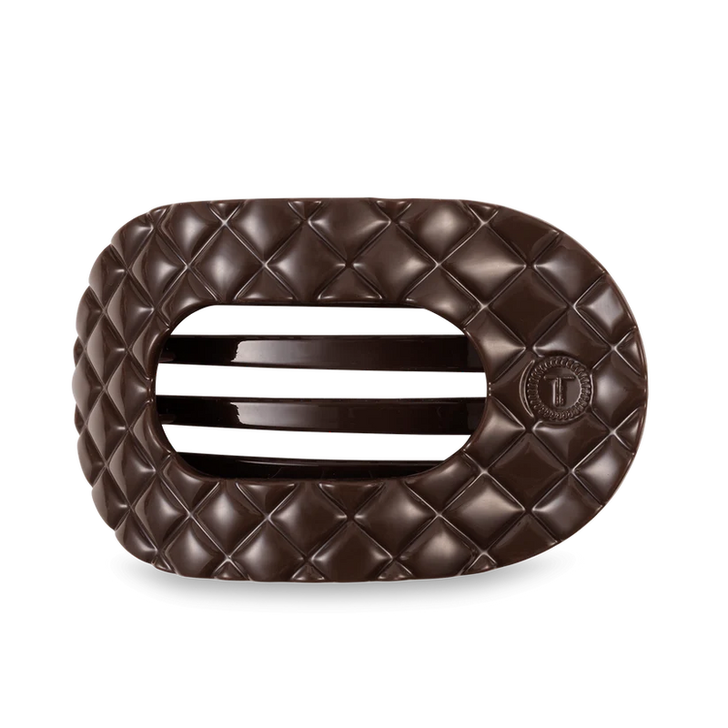 Truly Taupe Quilted Large Flat Round Hair Clip