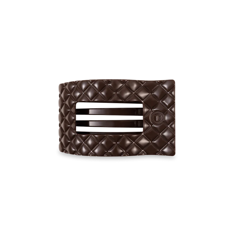 Truly Taupe Quilted Small Flat Rectangle Hair Clip