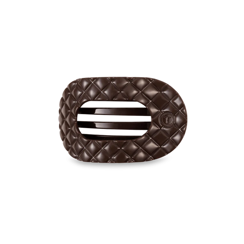 Truly Taupe Quilted Small Flat Round Hair Clip