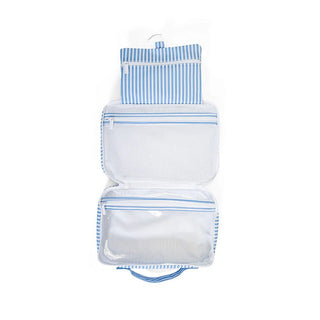 Hanging Toiletry Bag - Chambray Stripe (Personalization Included) - J.A. Whitney