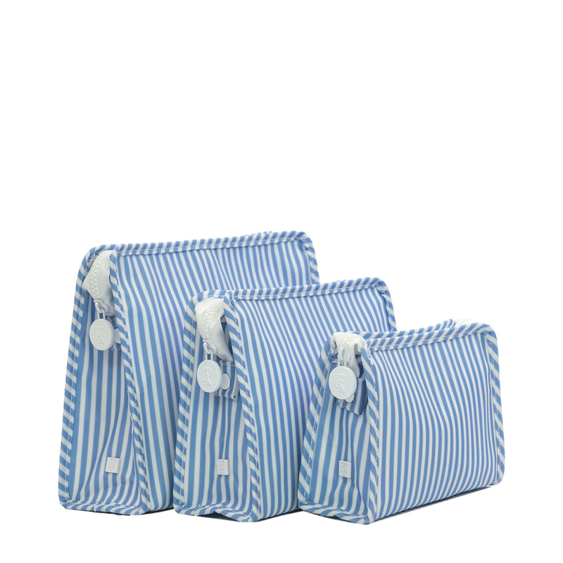 Medium Zip Pouch - Chambray Stripe (Personalization Included)