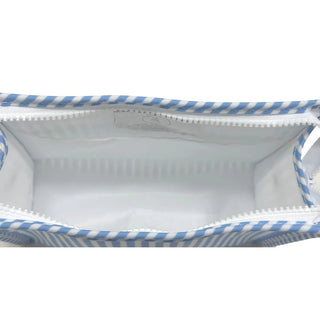 Large Zip Pouch - Chambray Stripe (Personalization Included) - J.A. Whitney