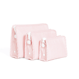Medium Zip Pouch - Dusty Rose Stripe (Personalization Included) - J.A. Whitney