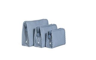Large Zip Pouch - Rodeo Check Indigo (Personalization Included) - J.A. Whitney