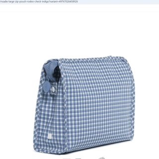 Large Zip Pouch - Rodeo Check Indigo (Personalization Included) - J.A. Whitney