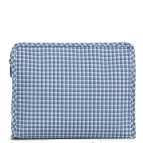 Large Zip Pouch - Rodeo Check Indigo (Personalization Included) - J.A. Whitney