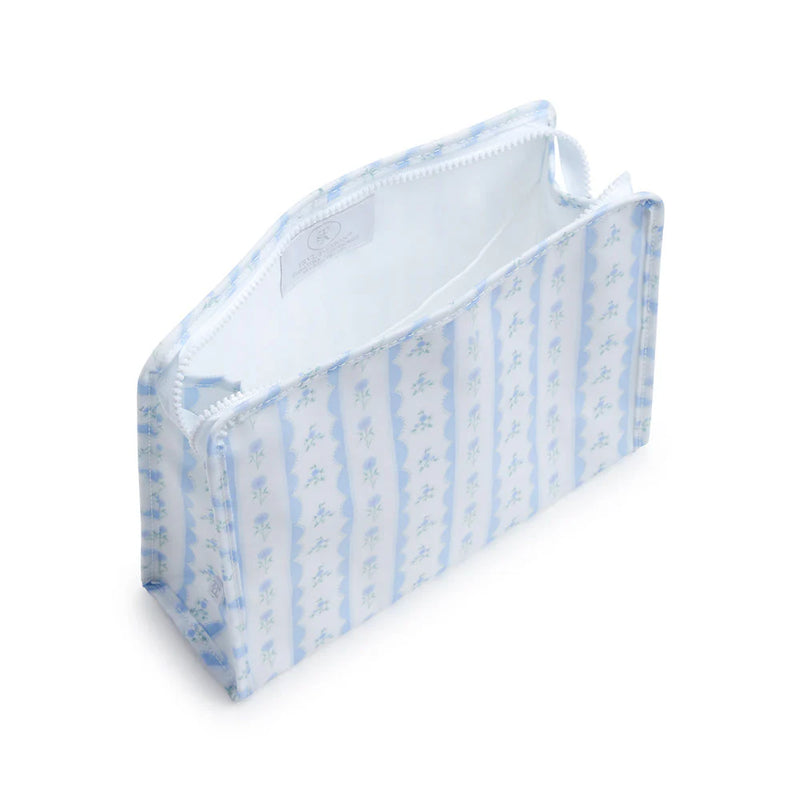 Large Zip Pouch - Ribbon Floral Blue (Personalization Included)