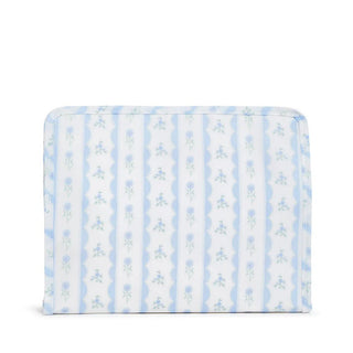 Ribbon Floral Blue Large Zip Pouch by TRVL
